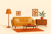 Cozy Mid Century Living Room: Warm, Simple, Inviting