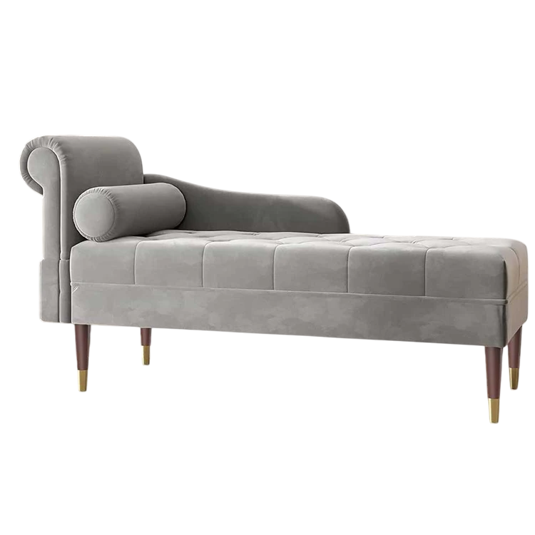 Button Tufted Velvet Chaise Lounge