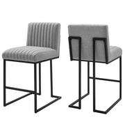 Channel Tufted Fabric Counter Stools (Set of 2)
