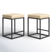 Backless Linen Counter Stools (Set of 2)