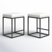 Backless Linen Counter Stools (Set of 2)