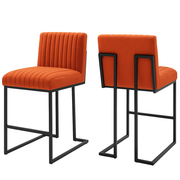 Channel Tufted Fabric Counter Stools (Set of 2)