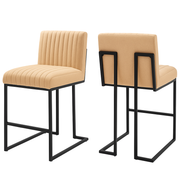 Channel Tufted Fabric Counter Stools (Set of 2)