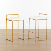 Upholstered Counter Stools with Metal Frame (Set of 2)