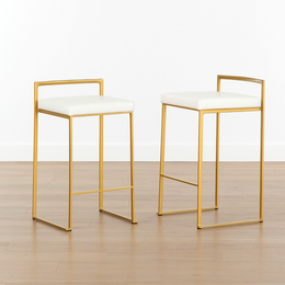 Upholstered Counter Stools with Metal Frame (Set of 2)