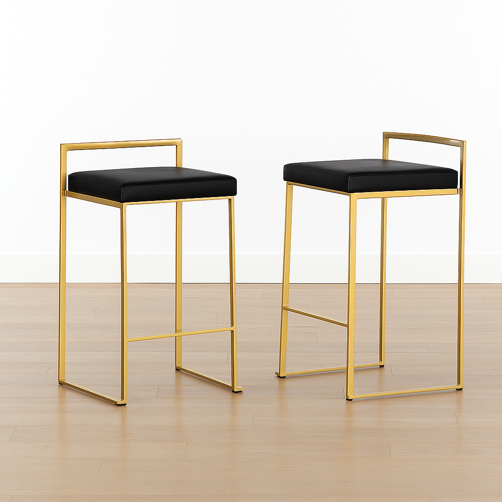 Upholstered Counter Stools with Metal Frame (Set of 2)