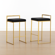 Upholstered Counter Stools with Metal Frame (Set of 2)