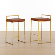 Upholstered Counter Stools with Metal Frame (Set of 2)