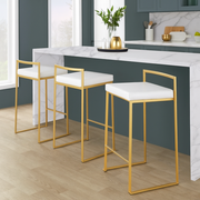 Upholstered Counter Stools with Metal Frame (Set of 2)