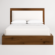 Nordic Wooden Bed with Padded Headboard