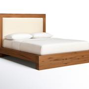 Nordic Wooden Bed with Padded Headboard