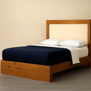 Nordic Wooden Bed with Padded Headboard