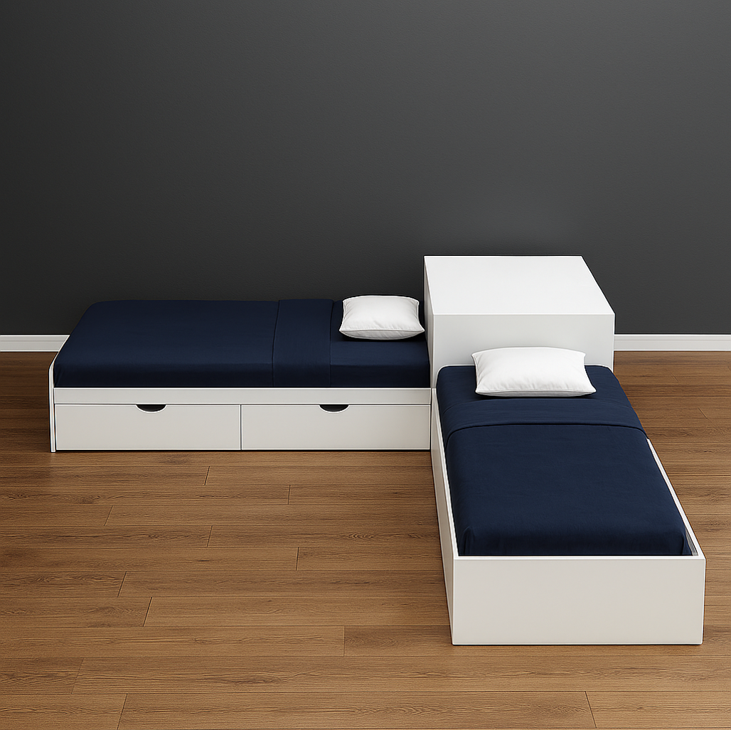 2 in 1 Kids L-Shape Bed