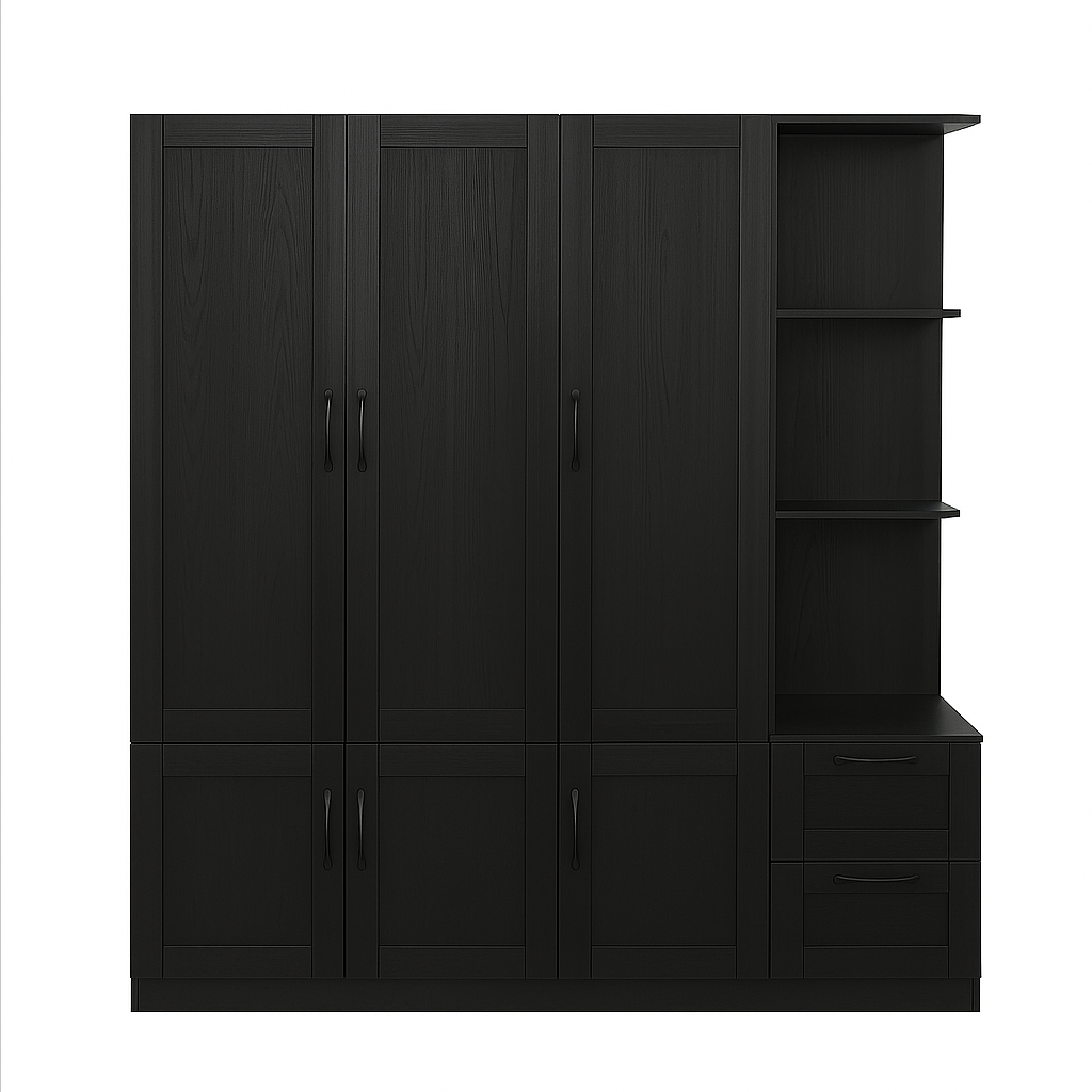 Orion 3-Door Wardrobe with Side Shelving