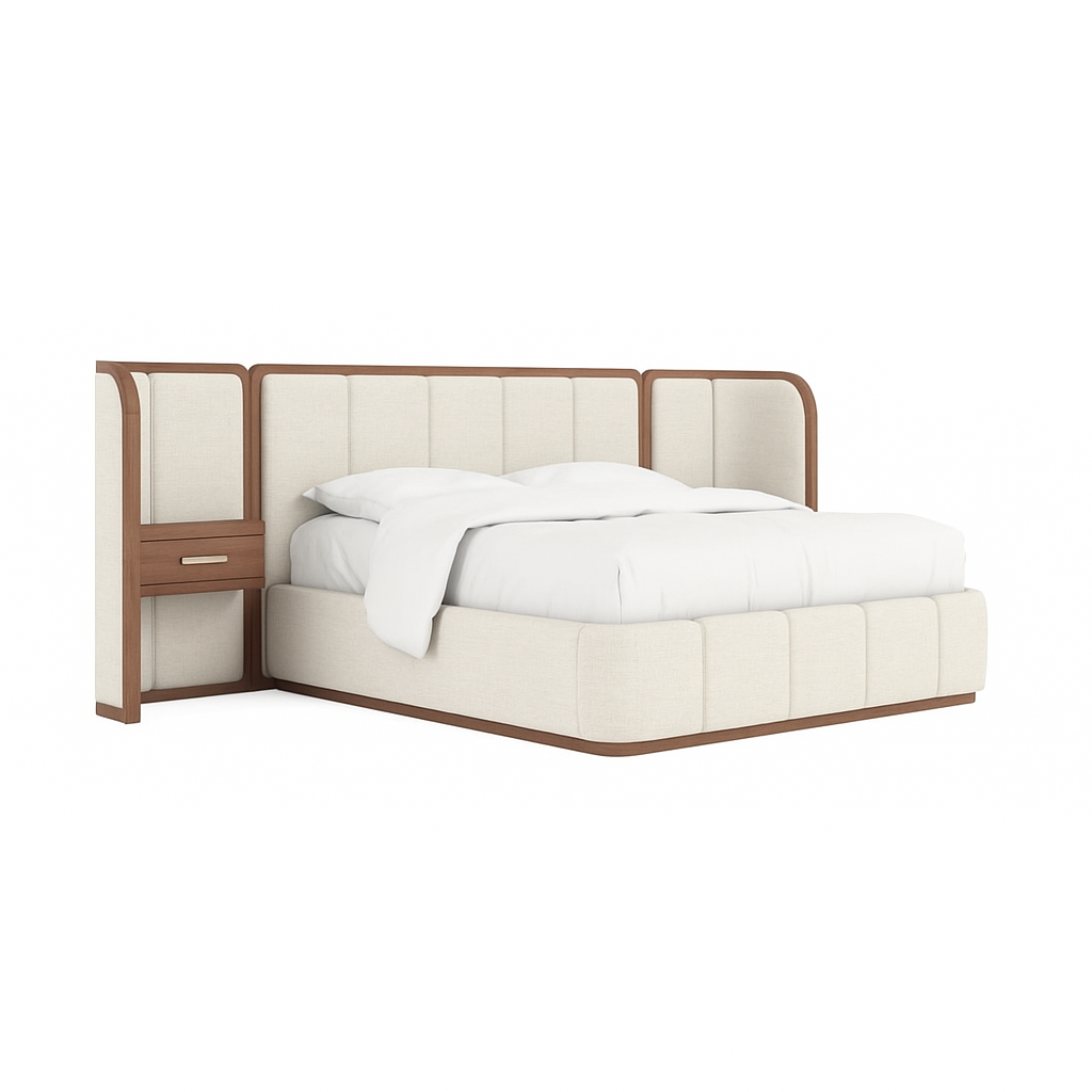 Amora Panel Bed with Wall-Mount Nightstands