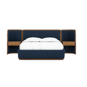 Amora Panel Bed with Wall Mount Nightstands