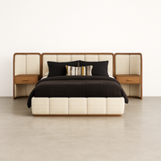 Amora Panel Bed with Wall Mount Nightstands