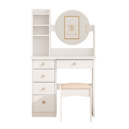 Vantelle Mirrored Dresser with Stool