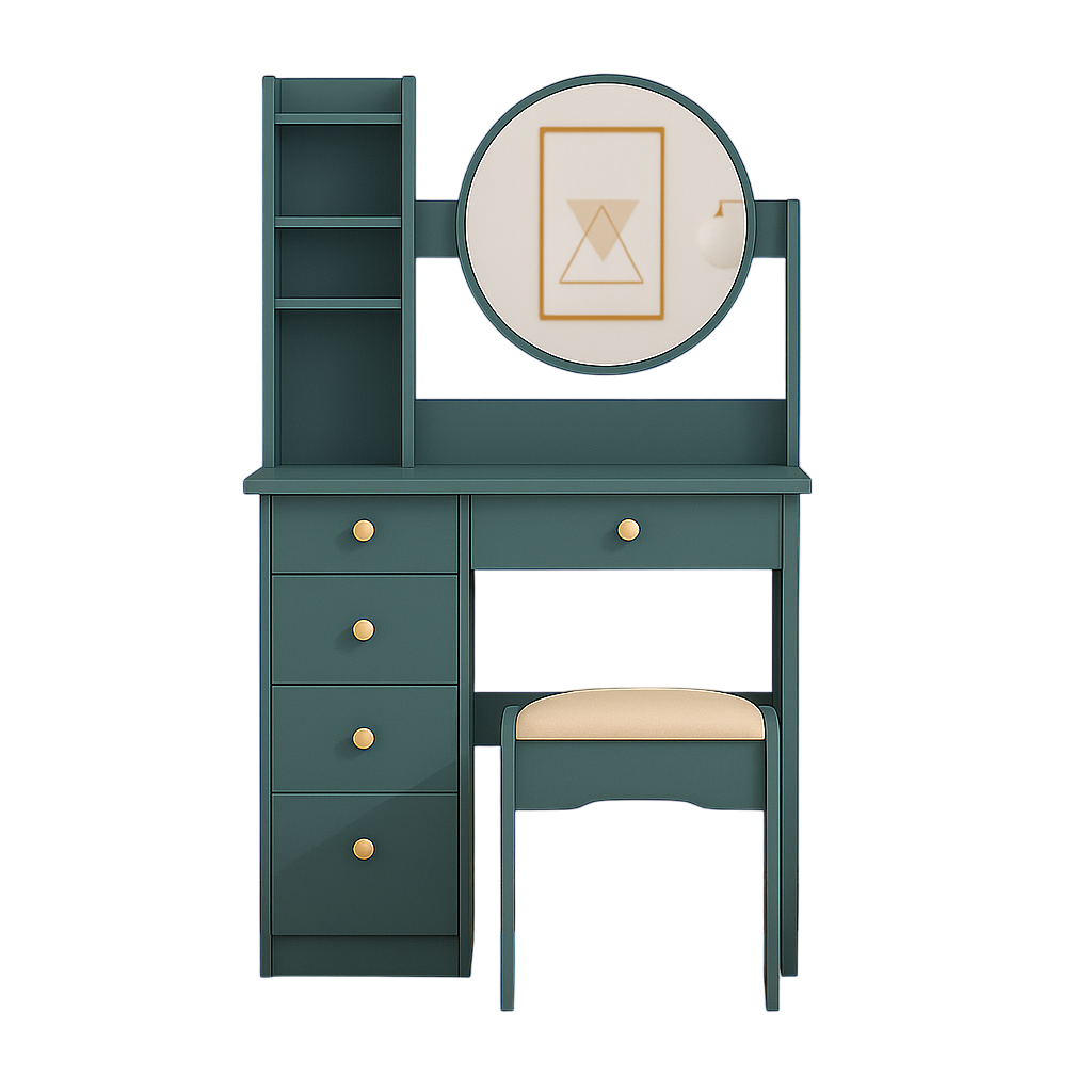 Vantelle Mirrored Dresser with Stool
