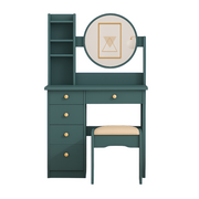 Vantelle Mirrored Dresser with Stool
