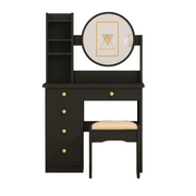 Vantelle Mirrored Dresser with Stool