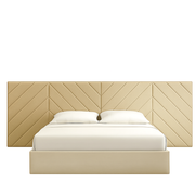 Cross-Line Linen Panel Bed