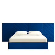 Cross-Line Linen Panel Bed