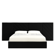 Cross-Line Linen Panel Bed