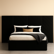 Cross-Line Linen Panel Bed