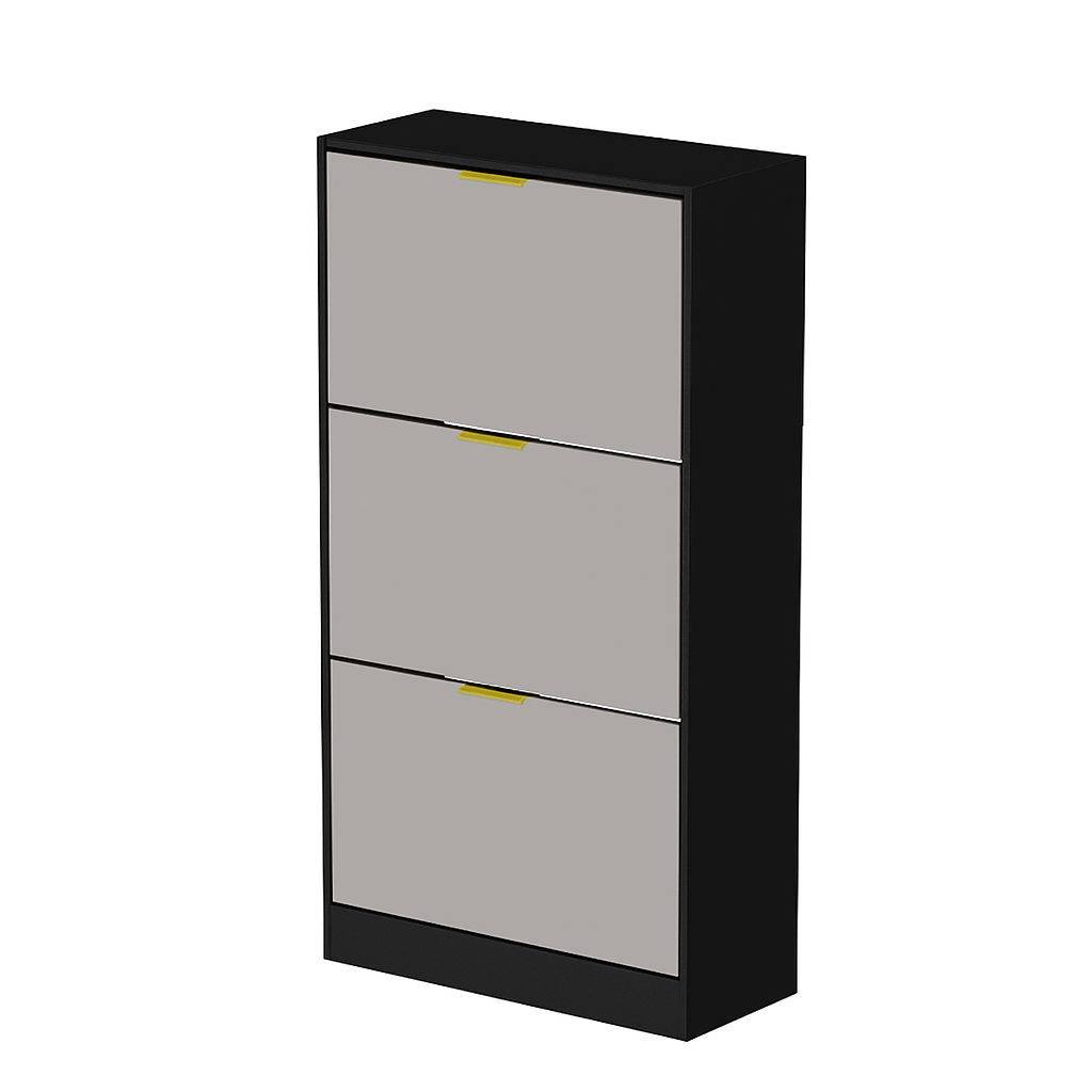 3-Door Mirror Shoe Cabinet