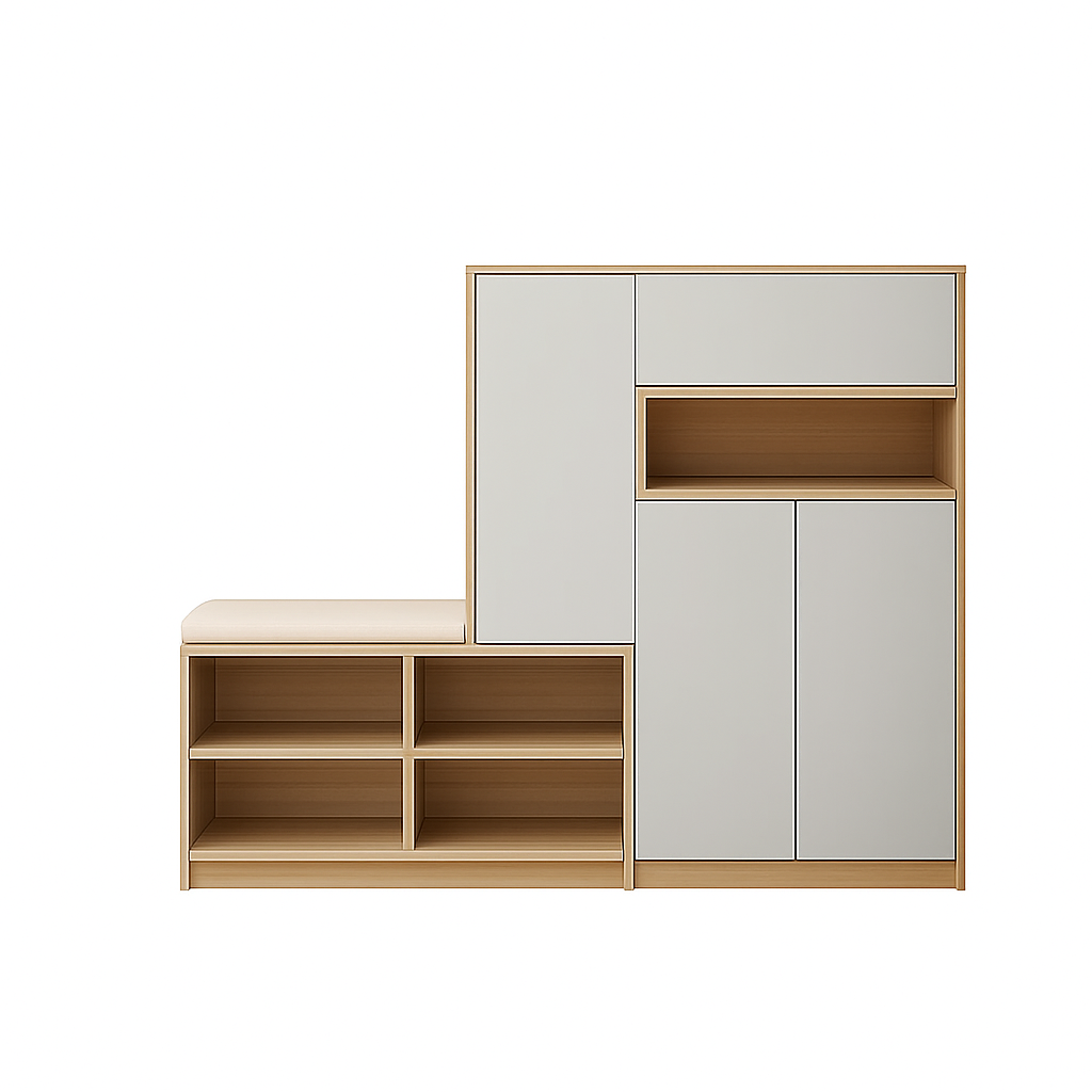 Two Tone Shoe Cabinet with Bench