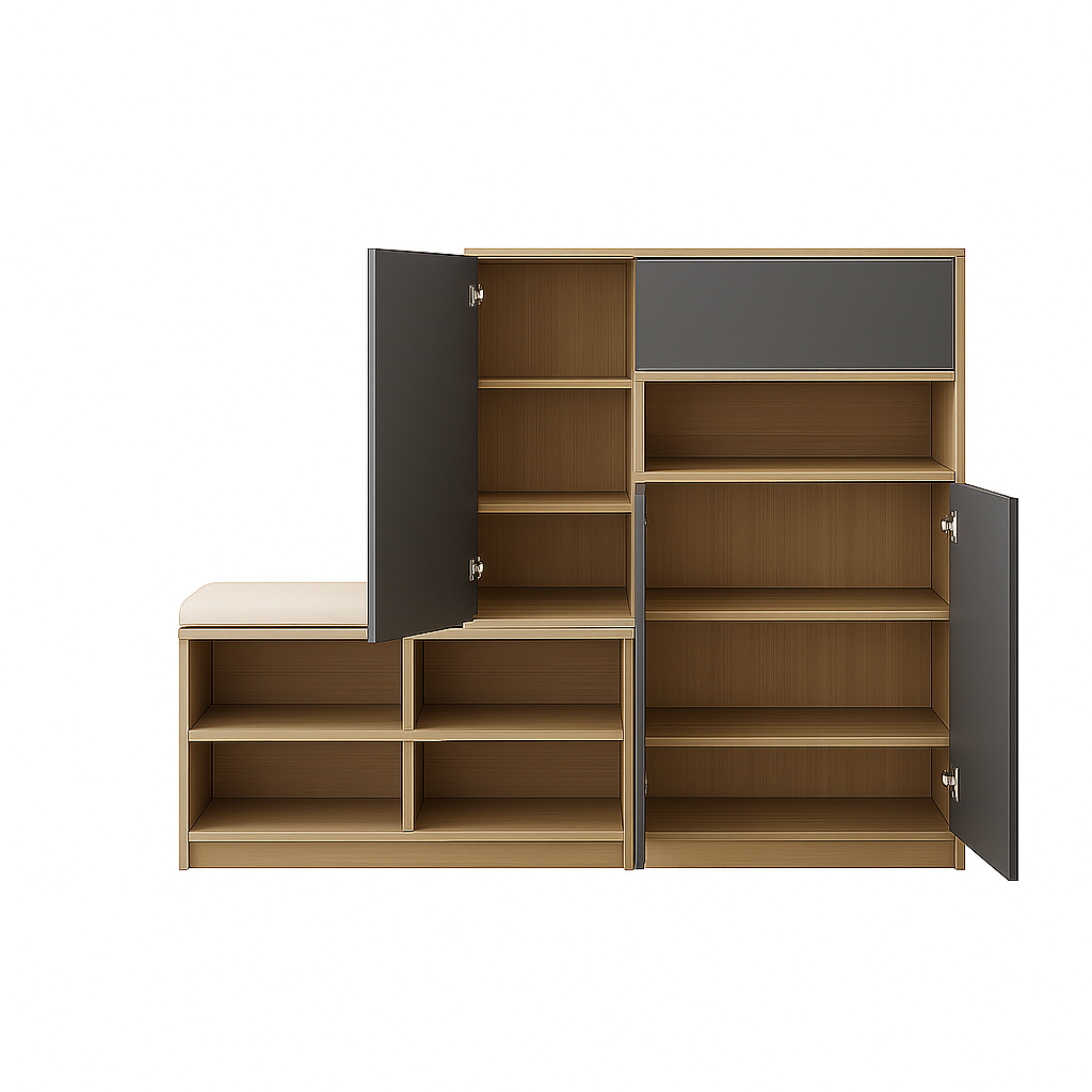 Two Tone Shoe Cabinet with Bench