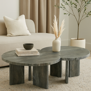 Belluno Round Travertine Set