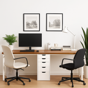 Two Person Computer Desk with 5 Drawers