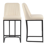 Industrial Faux Leather Counter Stools (Set of 2)