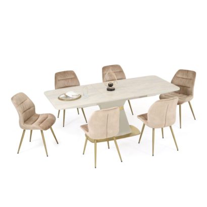 Candy Foldable Dining Table, Beige & Gold