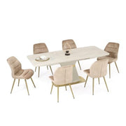 Candy Foldable Dining Table, Beige & Gold