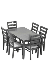Smoke Grey 6-Seater Dining Table Set – Modern Wooden Dining Furniture