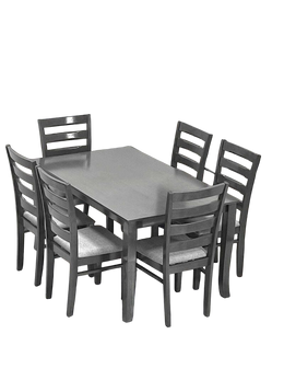 Smoke Grey 6-Seater Dining Table Set – Modern Wooden Dining Furniture