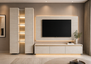 Luxe Modern Wall-Mounted TV Unit with Display Cabinets