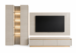Luxe Modern Wall-Mounted TV Unit with Display Cabinets