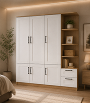 Orion 3-Door Wardrobe with Side Shelving