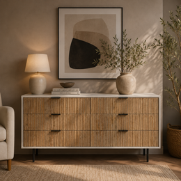 Slate 6 Drawers Fluted Dresser