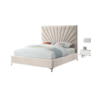 Cross Tufted High Headboard Velvet Upholstery Bed