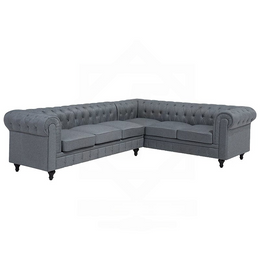 Gray Upholstered Corner Sofa CHESTERFIELD Style