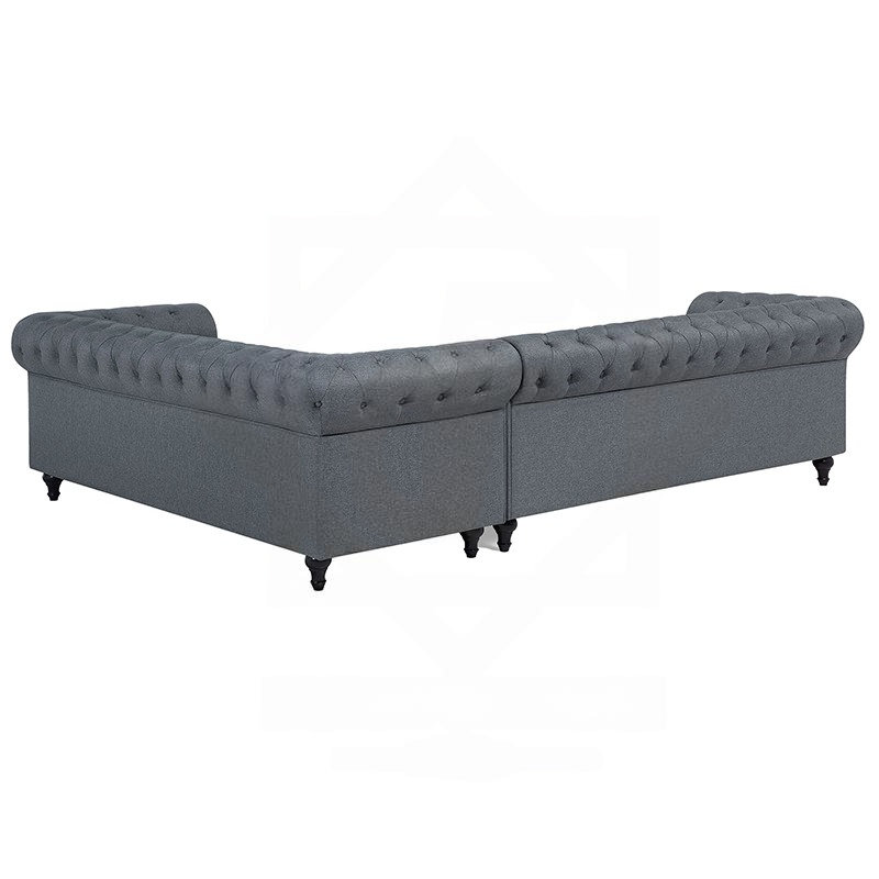 Gray Upholstered Corner Sofa CHESTERFIELD Style