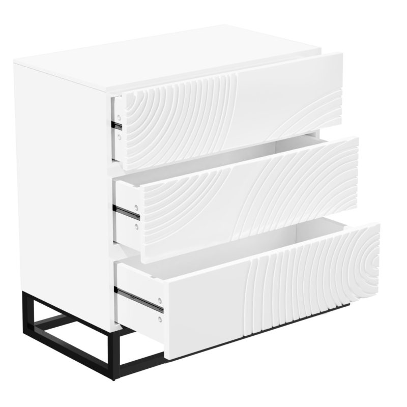 Gloss Patterned Chest of 3 Drawers