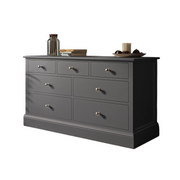Grey MDF Wood Wide Chest of 7 Drawer’s