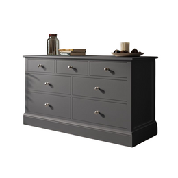Grey MDF Wood Wide Chest of 7 Drawer’s