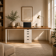 Two Person Computer Desk with 5 Drawers